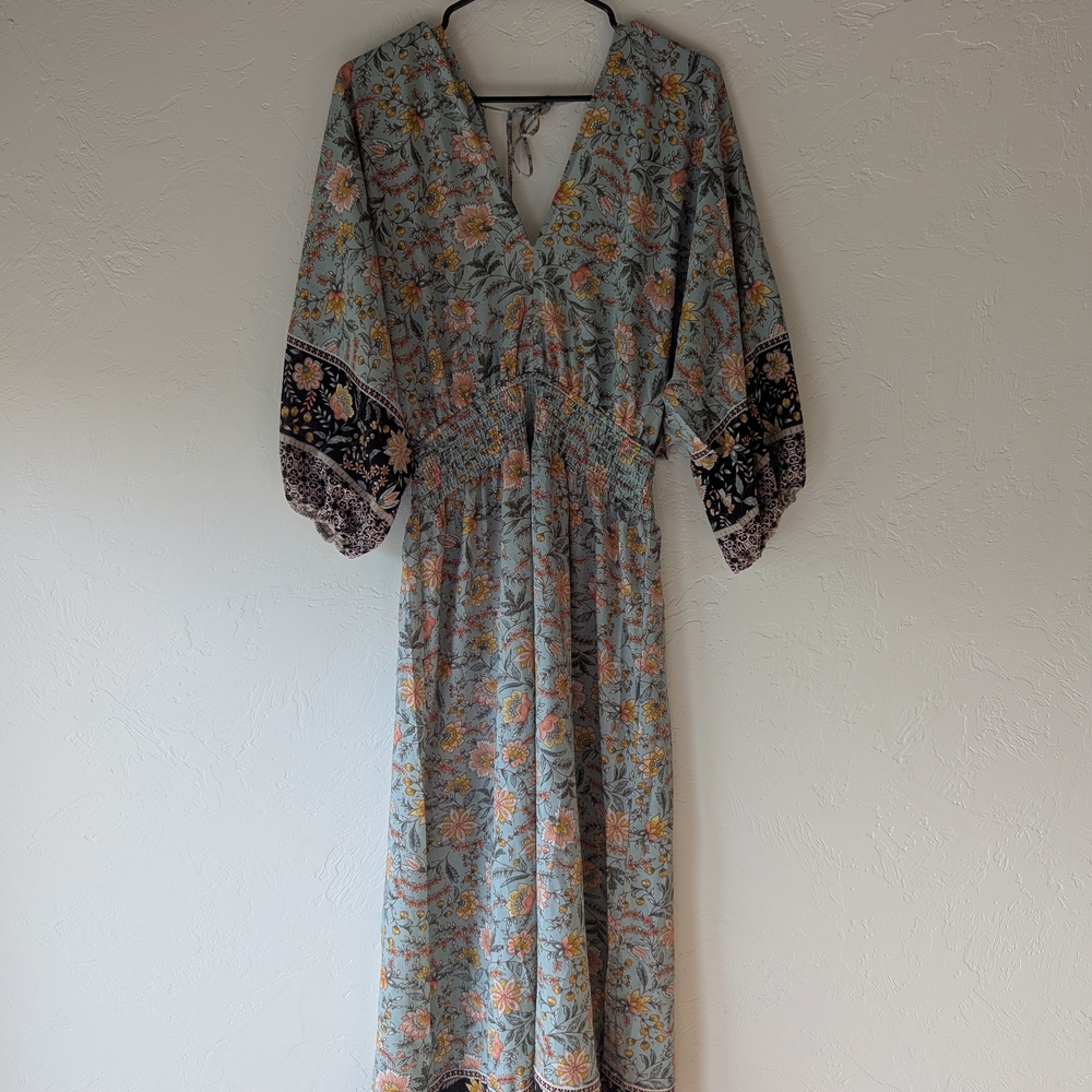 Lovestitch Boho Floral Maxi Dress - Blue and Black